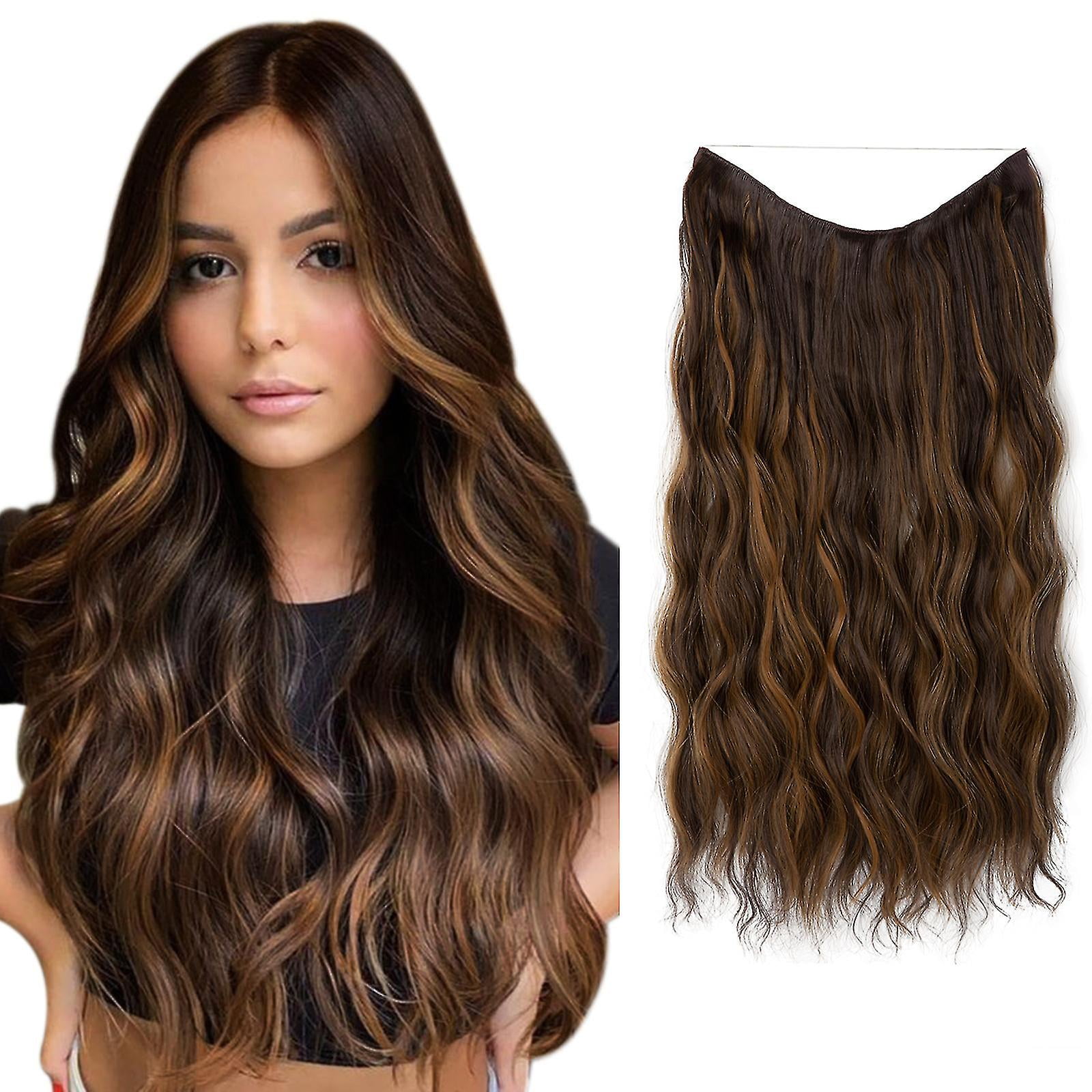 Halo Hair Extensions Invisible Wire Wavy Curly Long Synthetic ...