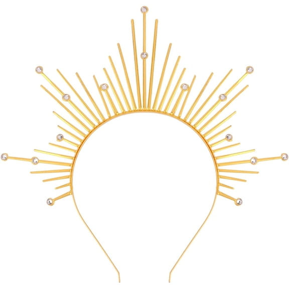 Halo Headband Mary Halo Crown Greek Goddess Headpiece Sunburst Spiked Sun Headpiece Metal Renaissance Band Halloween Hair Accessories for Costume Party Favors