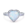 thumbnail image 1 of Halo Heart Promise Ring Lab Created White Opal 925 Sterling Silver Size 8, 1 of 6