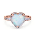 thumbnail image 1 of Halo Heart Promise Ring Rose Tone Lab Created White Opal 925 Sterling Silver Size 6, 1 of 6