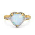 thumbnail image 1 of Halo Heart Promise Ring Yellow Tone Lab Created White Opal 925 Sterling Silver Size 7, 1 of 6
