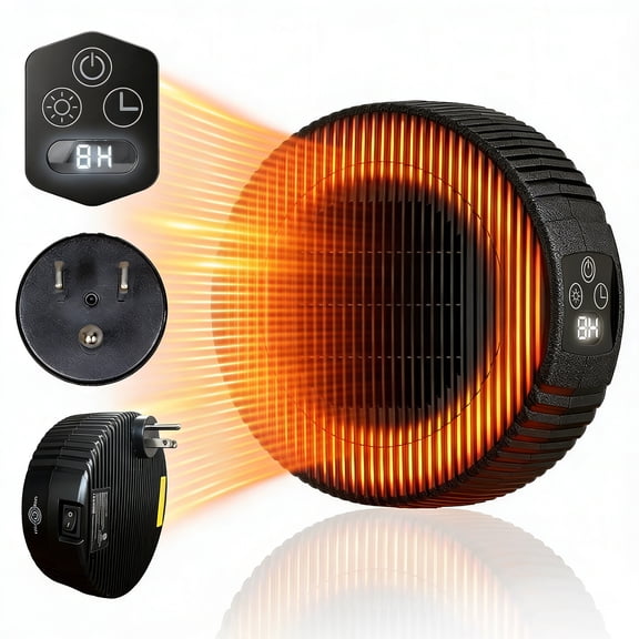 Plug-in Ceramic Space Heater with Timer, Wall Outlet Indoor Heater 700W / 328W, WindBillion HT04