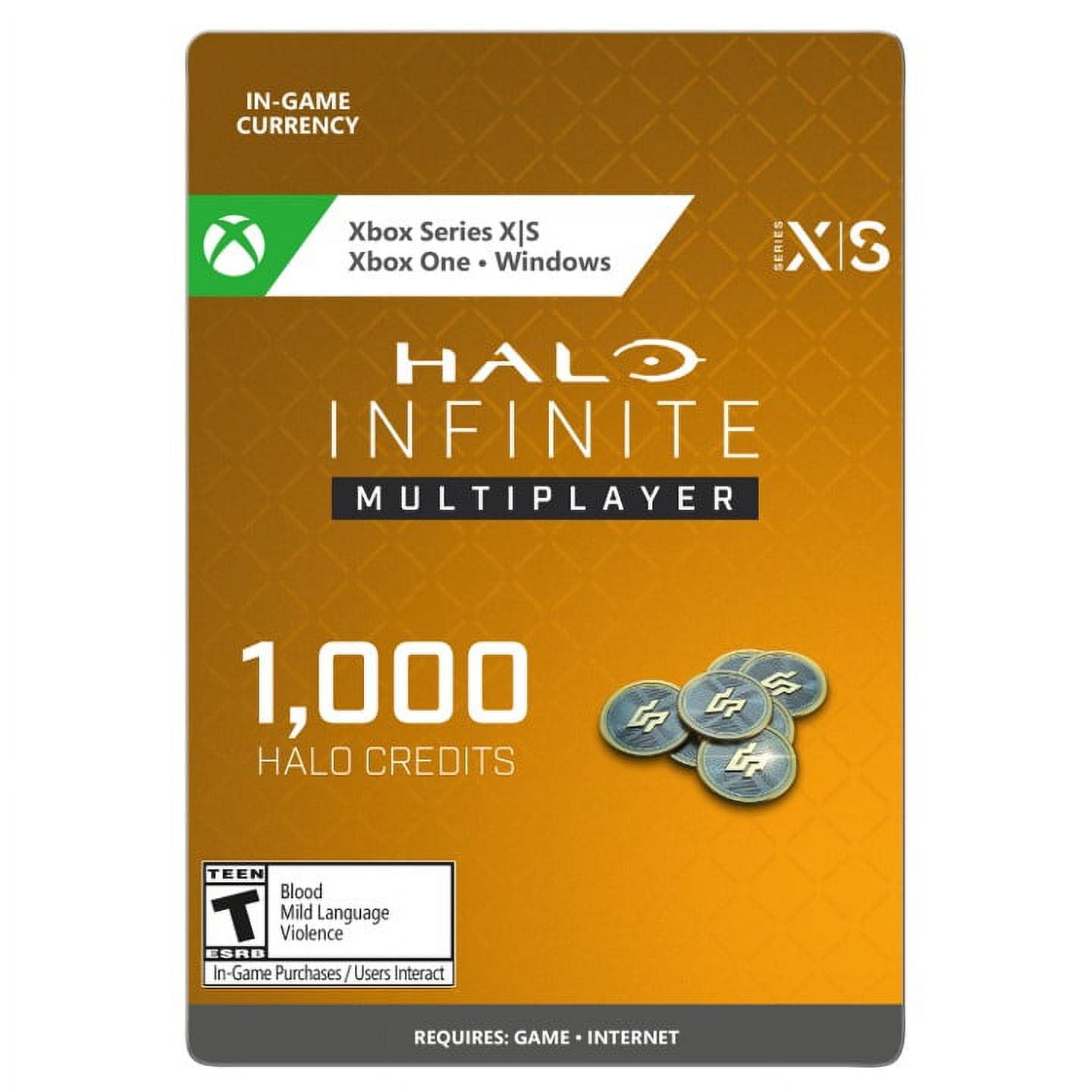 Microsoft: Halo Infinite 1000 Halo Credits Prepaid Gaming eCard, - Xbox One & Xbox Series x [Send Via Email] (1 Pack)