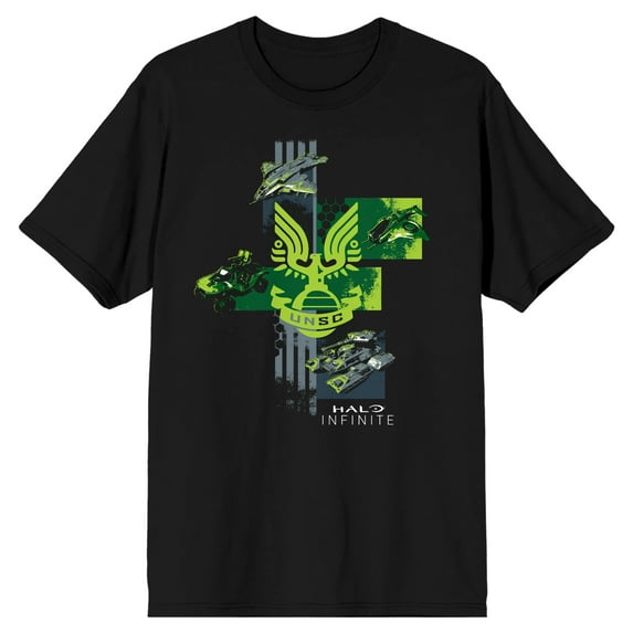 Halo Infinite Battle Vehicles Crew Neck Short Sleeve Men's Black T-shirt-6XL