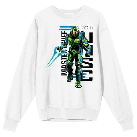 Halo Infinite Master Chief UNSC Logo Crew Neck Long Sleeve White Adult Sweatshirt