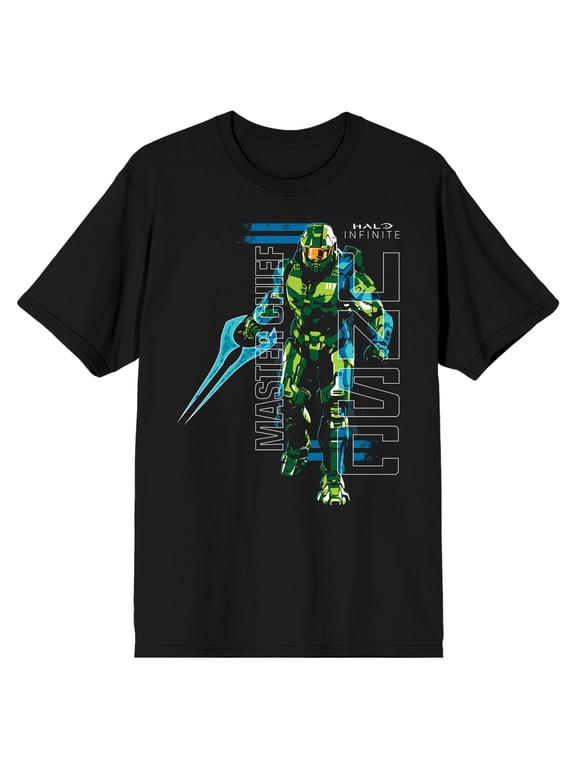 Halo Infinite Master Chief UNSC Logo Crew Neck Short Sleeve Men's Black T-shirt -XL