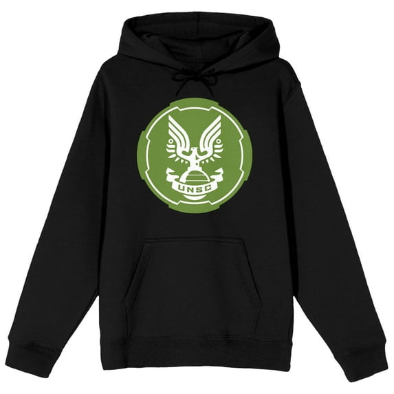 Halo Infinite UNSC Emblem Long Sleeve Men's Black Hooded Sweatshirt-4XL