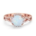 thumbnail image 1 of Halo Infinity Round Ring Rose Tone Lab Created White Opal 925 Sterling Silver Size 5, 1 of 3