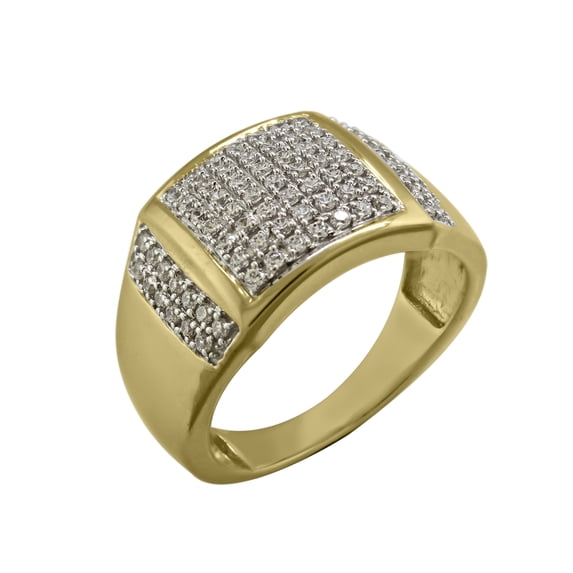 Halo Jewelers 0.75 Carat (ctw) 14k Yellow Gold Round Cut Natural Diamond Cluster Men's Wedding Ring Diamond Jewelry For Mens | H-I Color, I2 Clarity, 3/4 CT Ring Size-13