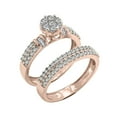 thumbnail image 1 of Halo Jewelers 0.76 Cttw 14k Rose Gold Round & Baguette Cut Natural Diamond Cluster Bridal Set Engagement Wedding Ring | H-I Color, I2 Clarity, 1 of 6