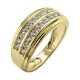 thumbnail image 1 of Halo Jewelers 1.00 Carat (ctw) 10k Yellow Gold Round Cut Natural Diamond Mens Double Row Wedding Band Ring Jewelry For Mens | H-I Color, I2 Clarity, 1 CT Ring Size-9.5, 1 of 6