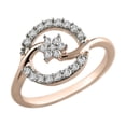 thumbnail image 1 of Halo Jewelers 10k Rose Gold 0.25 Carat (Ctw) Round Cut White Diamond Ladies Bypass Floral Halo Circle Engagement Ring for Women Wedding Birthday (Color: H-I, Clarity: I1-I2, 1/4 CTW) Ring Size-4.5, 1 of 6