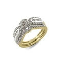 thumbnail image 1 of Halo Jewelers 14k Yellow Gold 0.59 Carat (Ctw) Round And Baguette Cut White Natural Diamond Engagement Wedding Bridal Set Ring for Women (H-I Color, I1-I2 Clarity) Ring Size-8.5, 1 of 5