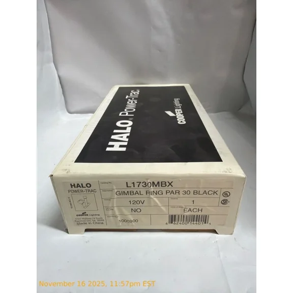 Cooper Power-Trac L1730MBX Track Light Fixture for PAR30 Bulb, Black, 120V, 75W