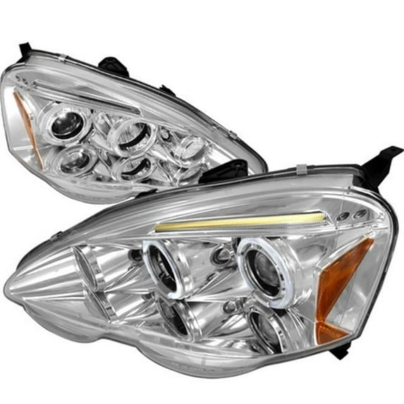 Halo LED Projector Headlights for 02 to 04 Acura RSX, Chrome - 10 x 20 x 25 in.