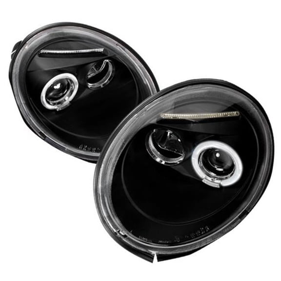 Halo LED Projector Headlights for 98 to 05 Volkswagen Beetle, Black - 10 x 19 x 22 in.