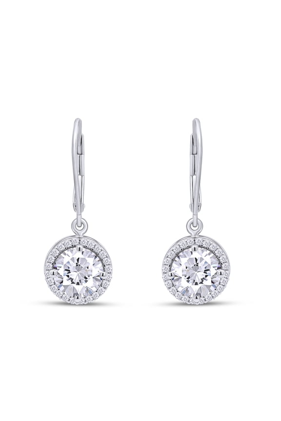 Halo Lever Back Dangle Drop Earrings Lab Created Moissanite Diamond In 14K White Gold Over Sterling Silver Jewelry For Women (G-H Color, 1.50 Cttw)