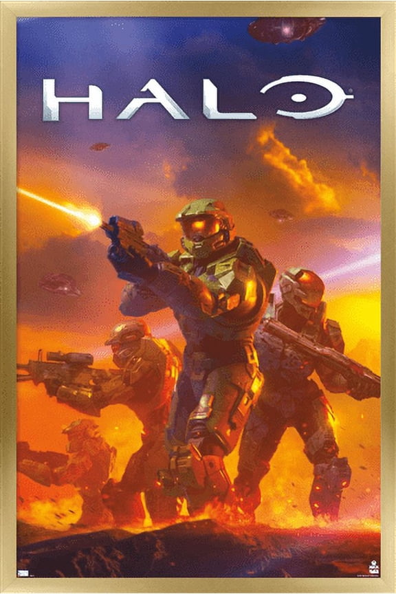 Halo - Master Chief Battle Wall Poster, 22.375" x 34", Framed