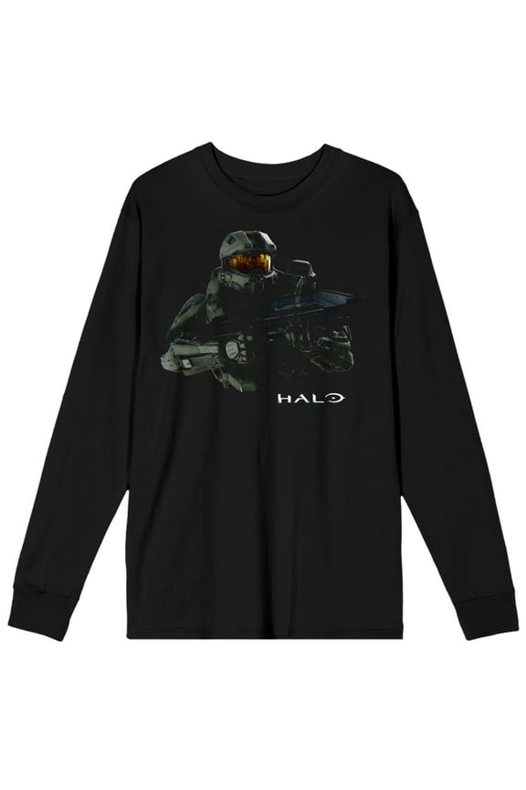 Halo Master Chief Men's Black Long Sleeve Shirt-L