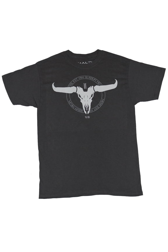Halo Mens T-Shirt - 1610 Cow Skull Circle Logo Image (Medium)