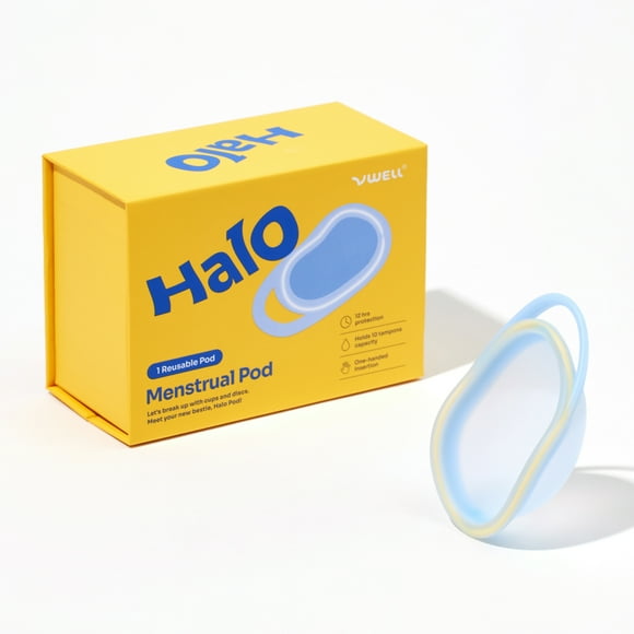 Halo Menstrual Disc Pod - One-Handed Insertion - Pull Tab for Easy Removal - Reusable Medical-Grade Silicone - Menstrual Cup, Tampon, Pad Alternative - 12 Hours Protection, Equals 10 Tampons