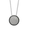 thumbnail image 1 of Halo Micro Pave Circle Pendant Necklace Clear CZ Black CZ .925 Sterling Silver, 16" Female, 1 of 5