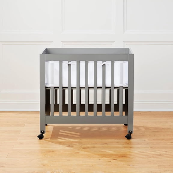 Halo Mini Crib Breathable Mesh Liner for Mini Crib, Classic 3mm Mesh, White, Size 4M Covers 4 Sides FITS Cribs with 38x24 Mattress ONLY