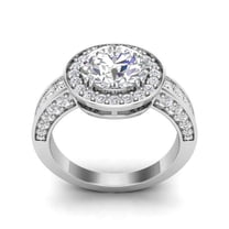 Halo Moissanite Engagement Rings 2CT EF/VSS1 Round Cut Platinum Over 925 Sterling Silver