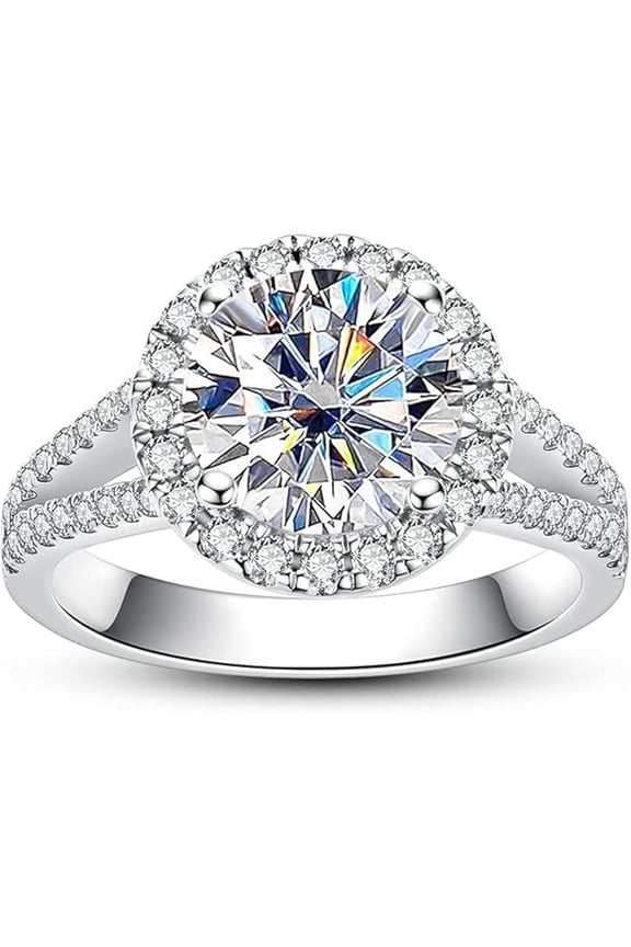 Halo Moissanite Engagement Rings 3.8-4.75cttw(3ct Center Stone) D Color VVS1 925 Sterling Silver Vintage Anniversary Wedding Promise Rings for Women