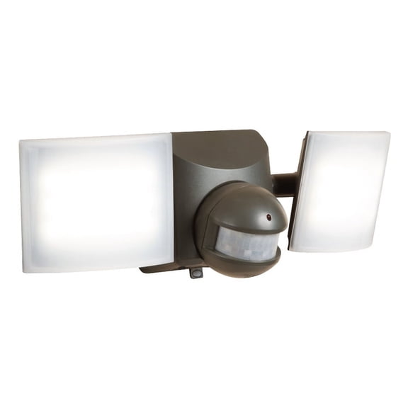 Cooper Lighting 7340763 180 deg 2 Head LED Solar Power Outdoor Security Floodlight with Motion Sensor - Bronze