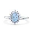 thumbnail image 1 of Halo Oval Art Deco Wedding Ring Simulated CZ 925 Sterling Silver Size 9, 1 of 5