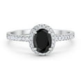 thumbnail image 1 of Halo Oval Engagement Ring Round Black CZ 925 Sterling Silver Size 10, 1 of 2