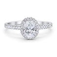 thumbnail image 1 of Halo Oval Engagement Ring Round CZ 925 Sterling Silver Size 12, 1 of 6