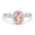thumbnail image 1 of Halo Oval Engagement Ring Round Morganite CZ 925 Sterling Silver Size 11, 1 of 3
