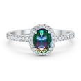 thumbnail image 1 of Halo Oval Engagement Ring Round Rainbow CZ 925 Sterling Silver Size 12, 1 of 3