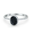 thumbnail image 1 of Halo Oval Fashion Ring Black CZ Accent 925 Sterling Silver Size 4, 1 of 6