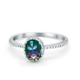 thumbnail image 1 of Halo Oval Fashion Ring Rainbow Topaz Accent 925 Sterling Silver Size 8, 1 of 6