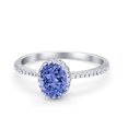thumbnail image 1 of Halo Oval Fashion Ring Tanzanite CZ Accent 925 Sterling Silver Size 6, 1 of 5