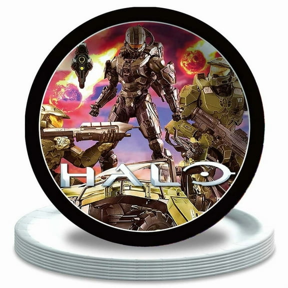 Halo Party Decorations Tableware Plates Supplies Birthday Disposable Dinnerware