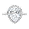 thumbnail image 1 of Halo Pear Teardrop Bridal Ring Round CZ 925 Sterling Silver Size 9, 1 of 6
