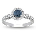 thumbnail image 1 of Halo Precious Sapphire And Moissanite Diamond Cheap Engagement Ring 1.75 Carat on 10k White Gold, 1 of 3