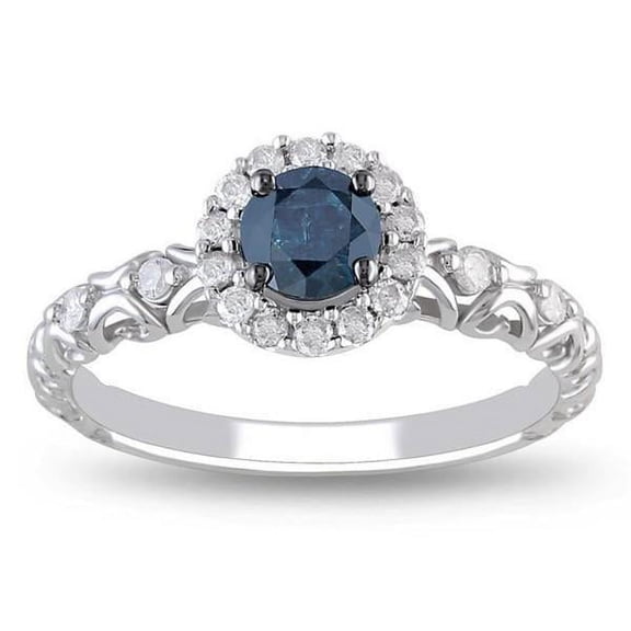 Halo Precious Sapphire And Moissanite Diamond Cheap Engagement Ring 1.75 Carat on 10k White Gold