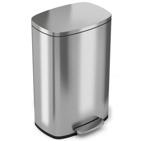 Halo - Premium 13.2 Gallon Step Pedal Trash Can with AbsorbX Odor Control System & Removable Inner Bucket - Stainless steel
