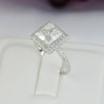 thumbnail image 1 of Halo Princess Cut Bridal Wedding Engagement Ring Diamond Simulated 925 Sterling Silver Anniversary Ring SKU:00172, 1 of 5