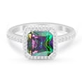 thumbnail image 1 of Halo Princess Cut Wedding Ring Rainbow CZ 925 Sterling Silver Size 8, 1 of 7