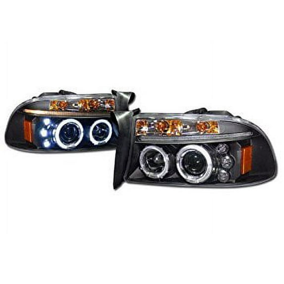 Halo Projector Headlight In Black Housing Clear Lens Made For And Compatible With 1997 - 2004 Dodge Dakota Durango 97 98 99 00 01 02 03 04