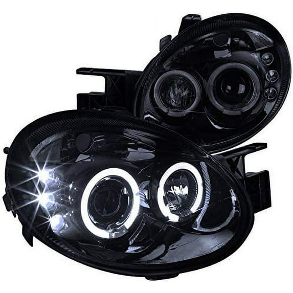 Halo Projector Headlight In Gloss Black Housing Smoke Lens Made For And Compatible With 2003 - 2005 Dodge Neon 03 04 05