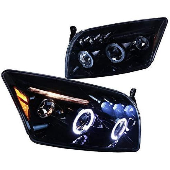 Halo Projector Headlight In Gloss Black Housing Smoke Lens Made For And Compatible With 2007 - 2012 Dodge Caliber 07 08 09 10 11 12