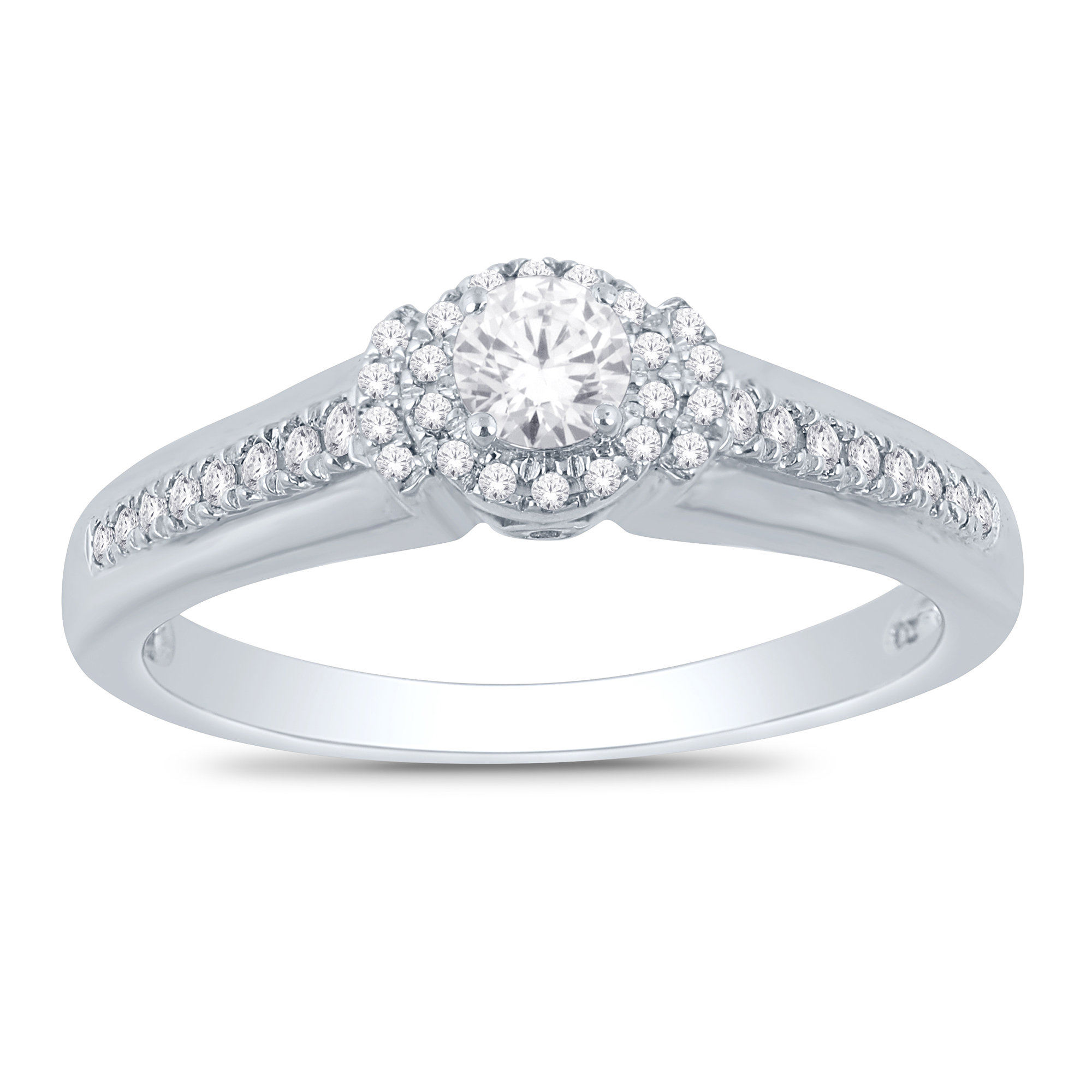 Halo Promise Ring With 1/3 Carat TW Of Diamonds In 10kt White Gold, IGL
