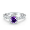 thumbnail image 1 of Halo Promise Round Ring Amethyst CZ 925 Sterling Silver Size 5, 1 of 3